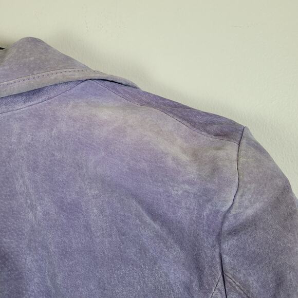 NWT Live a Little Womens M Lavender Suede Leather Jacket Floral Accent Blazer - Picture 5 of 7